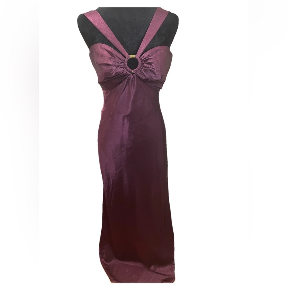 DUSK deep purple ladies formal prom homecoming long dress size 8 Y2K Halter neck